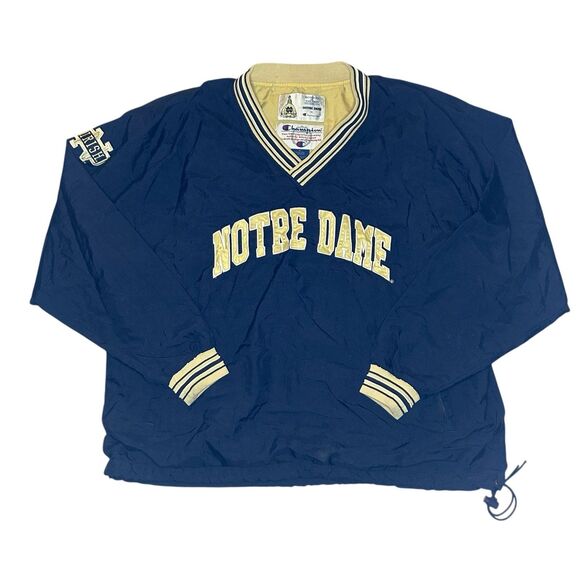 Vintage Champion Notre Dame Fighting Irish Pullover Lined Jacket Y2K 90s Size XL - Picture 1 of 4